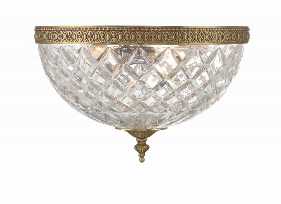 Crystorama Crystorama 3 Light Olde Brass Crystal Flush Mount