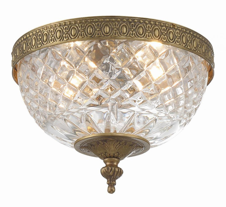 Crystorama Crystorama 2 Light Olde Brass Crystal Flush Mount