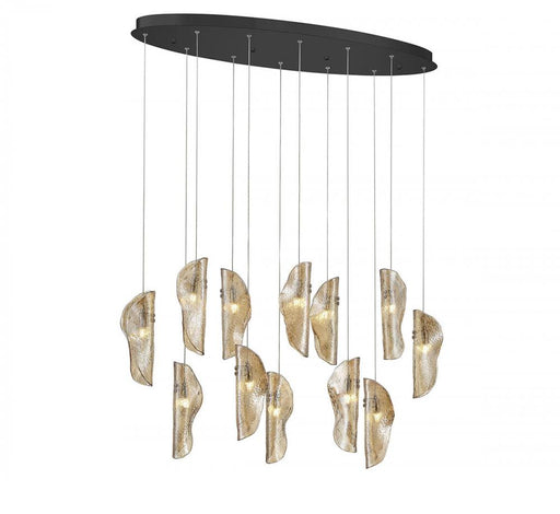 Lib & Co. CA Sorrento, 12 Light Oval LED Chandelier, Amber, Black Canopy
