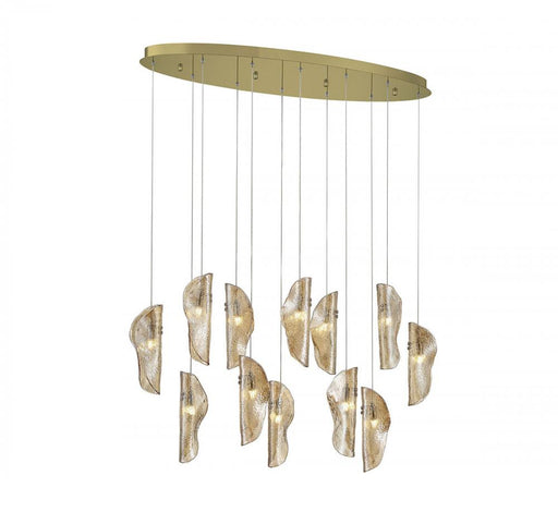 Lib & Co. CA Sorrento, 12 Light Oval LED Chandelier, Amber, Gold Canopy