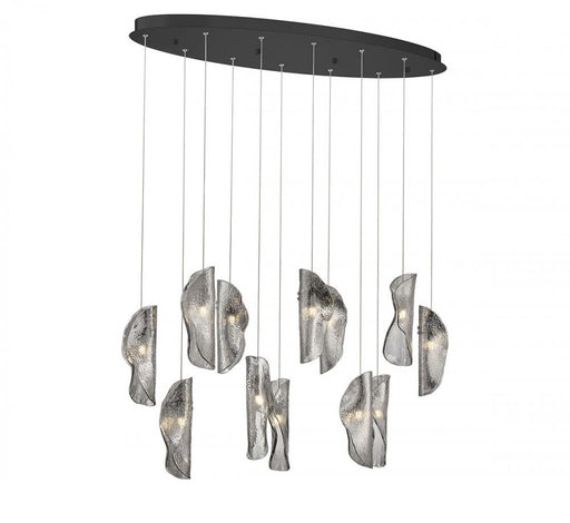 Lib & Co. CA Sorrento, 12 Light Oval LED Chandelier, Smoke, Black Canopy
