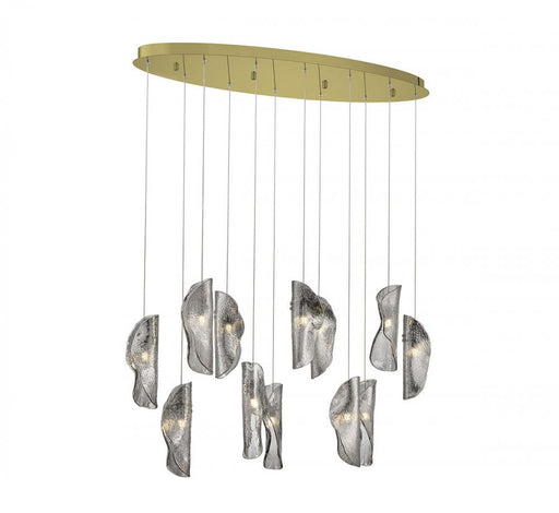 Lib & Co. CA Sorrento, 12 Light Oval LED Chandelier, Smoke, Gold Canopy