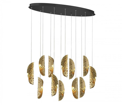 Lib & Co. CA Sorrento, 12 Light Oval LED Chandelier, Copper, Black Canopy