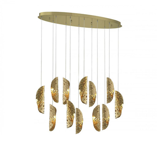 Lib & Co. CA Sorrento, 12 Light Oval LED Chandelier, Copper, Gold Canopy