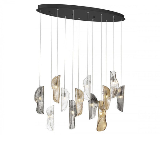 Lib & Co. CA Sorrento, 12 Light Oval LED Chandelier, Mixed, Black Canopy