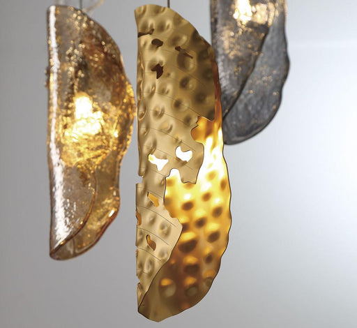 Lib & Co. CA Sorrento, 12 Light Oval LED Chandelier, Mixed with Copper Leaf, Chrome Canopy