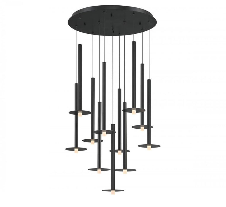 Lib & Co. CA Piatto, 11 Light Round LED Chandelier, Matte Black