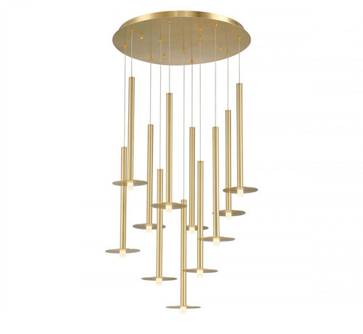 Lib & Co. CA Piatto, 11 Light Round LED Chandelier, Plated Brushed Gold