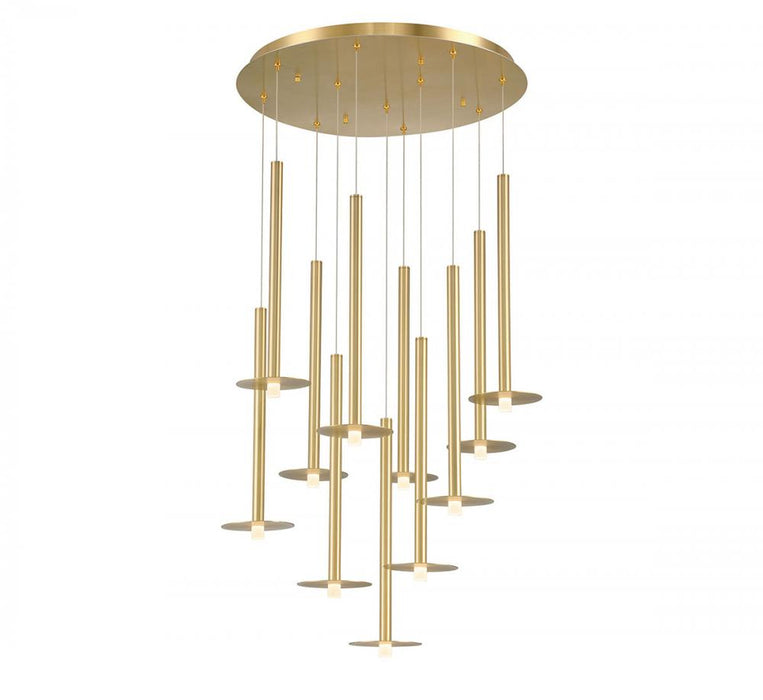 Lib & Co. CA Piatto, 11 Light Round LED Chandelier, Plated Brushed Gold