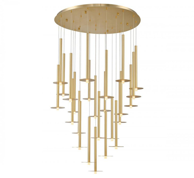 Lib & Co. CA Piatto, 25 Light Round LED Chandelier, Plated Brushed Gold