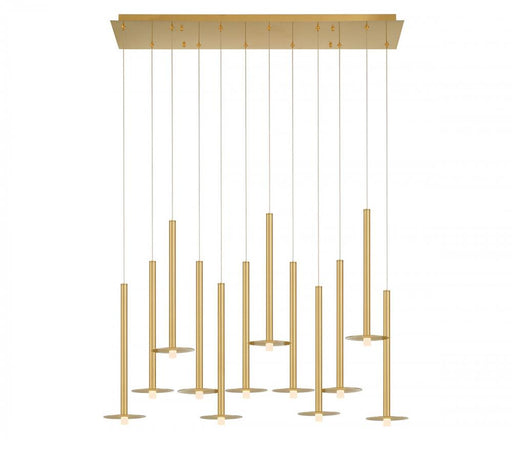 Lib & Co. CA Piatto, 12 Light Linear LED Chandelier, Plated Brushed Gold
