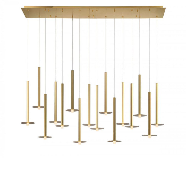 Lib & Co. CA Piatto, 16 Light Linear LED Chandelier, Plated Brushed Gold