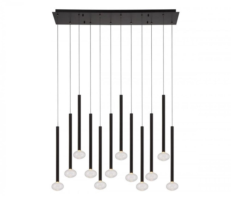 Lib & Co. CA Soffio, 12 Light Linear LED Chandelier, Matte Black