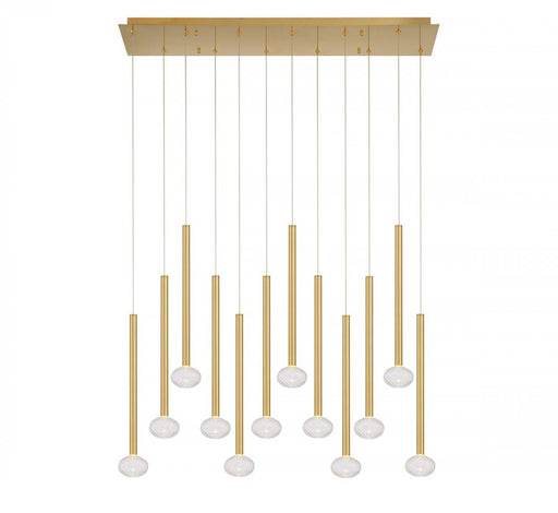 Lib & Co. CA Soffio, 12 Light Linear LED Chandelier, Plated Brushed Gold