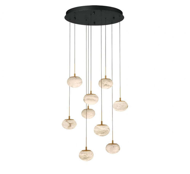 Calcolo, 9 Light Round Led Chandelier, Matte Black | 12121-02