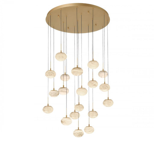 Lib & Co. CA Calcolo, 19 Light Round LED Chandelier, Painted Antique Brass