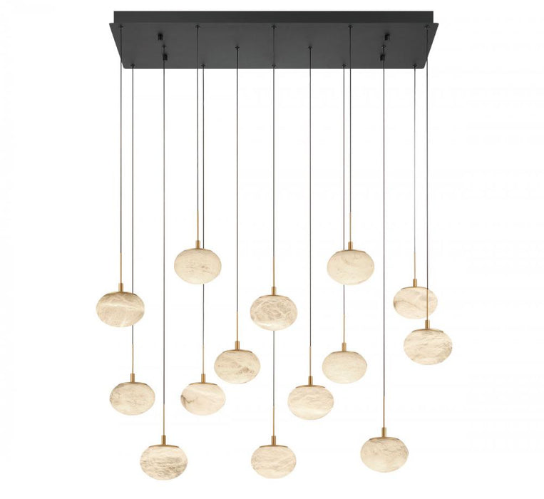 Lib & Co. CA Calcolo, 14 Light Rectangular LED Chandelier, Matte Black