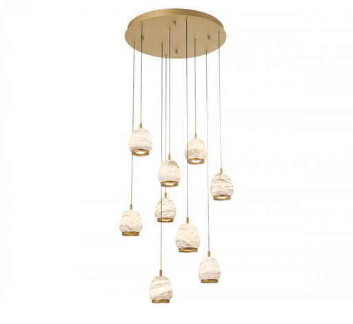 Lib & Co. CA Lucidata, 9 Light Round LED Chandelier, Painted Antique Brass
