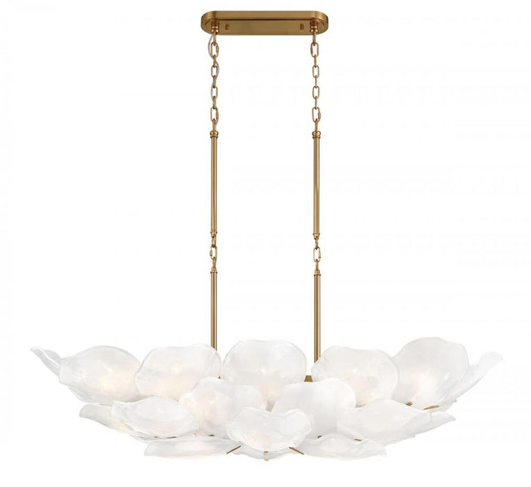 Corato, 26 Light Island Chandelier, Brushed Brass With Translucent White Glass | 12204-039