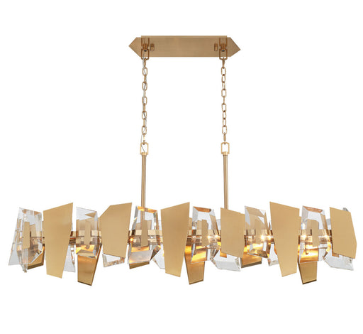 Castellana 6 Light Linear Chandelier Brushed Brass Clear Crystal | 12214-037