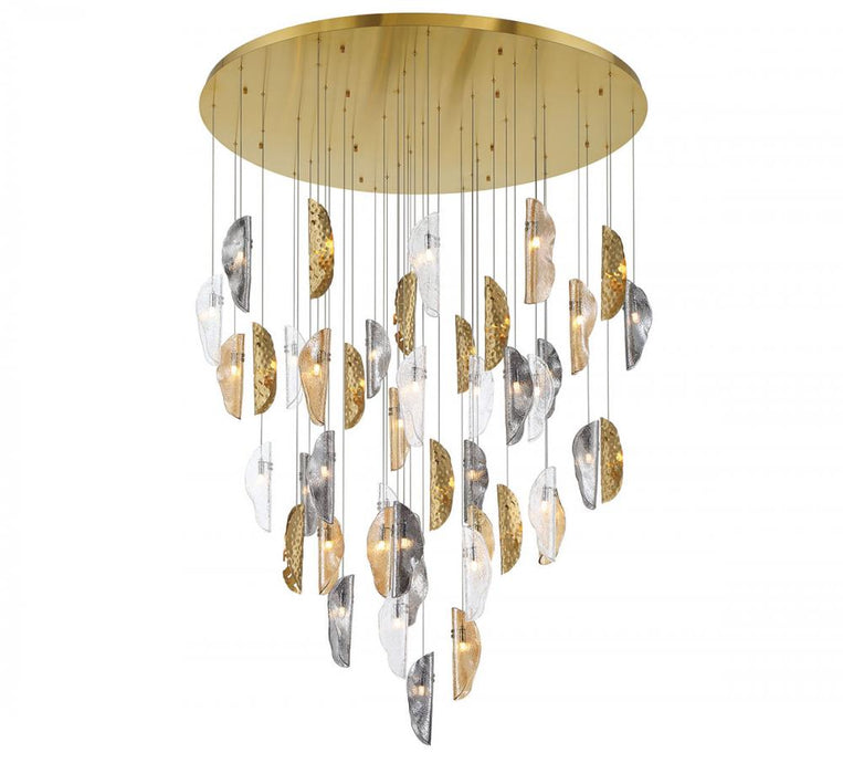 Sorrento, 45 Light Led Grand Chandelier, Mixed With Copper Leaf, Gold Canopy | 12219-024-07