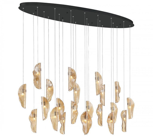 Sorrento, 22 Light Oval Led Chandelier, Amber, Black Canopy | 12220-018-02