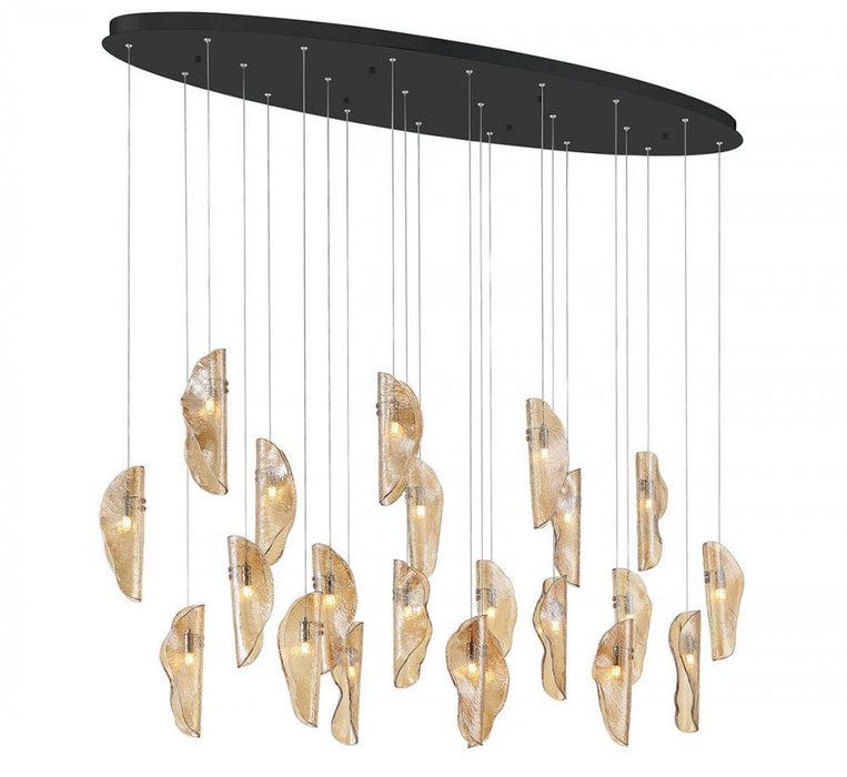 Sorrento, 22 Light Oval Led Chandelier, Amber, Black Canopy | 12220-018-02