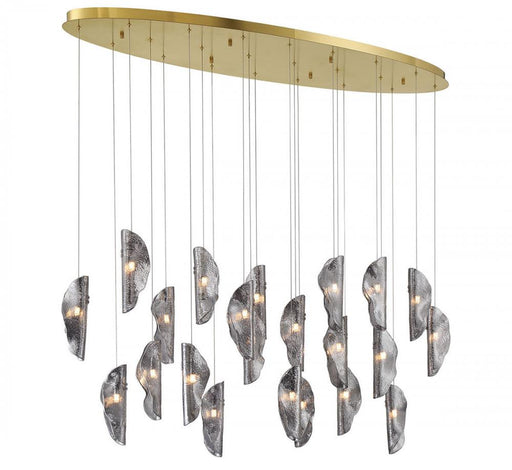 Sorrento, 22 Light Oval Led Chandelier, Smoke, Gold Canopy | 12220-019-07