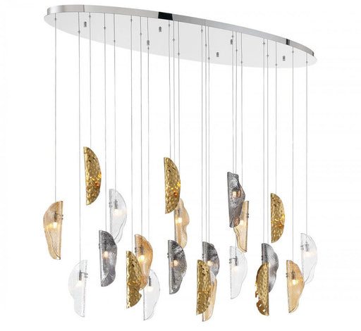 Sorrento, 22 Light Oval Led Chandelier, Mixed With Copper Leaf,chrome Canopy | 12220-024-01