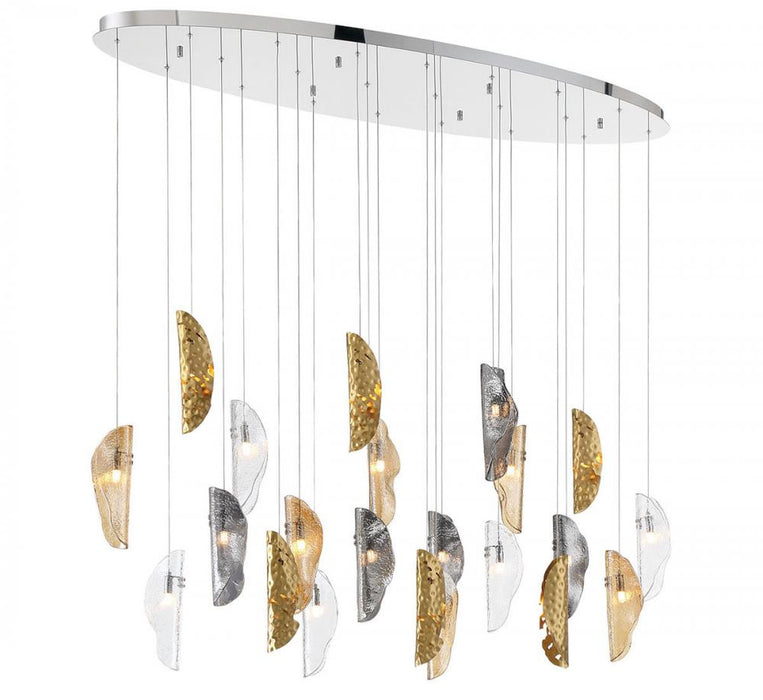 Sorrento, 22 Light Oval Led Chandelier, Mixed With Copper Leaf,chrome Canopy | 12220-024-01