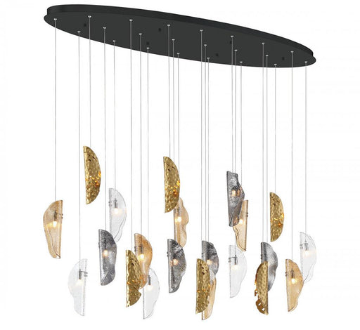 Sorrento, 22 Light Oval Led Chandelier, Mixed With Copper Leaf, Black Canopy | 12220-024-02