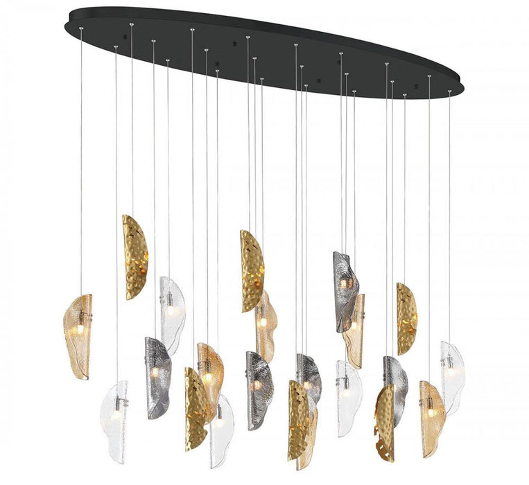 Sorrento, 22 Light Oval Led Chandelier, Mixed With Copper Leaf, Black Canopy | 12220-024-02