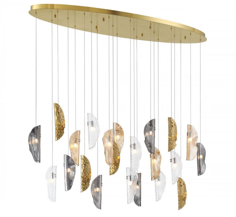 Sorrento, 22 Light Oval Led Chandelier, Mixed With Copper Leaf, Gold Canopy | 12220-024-07