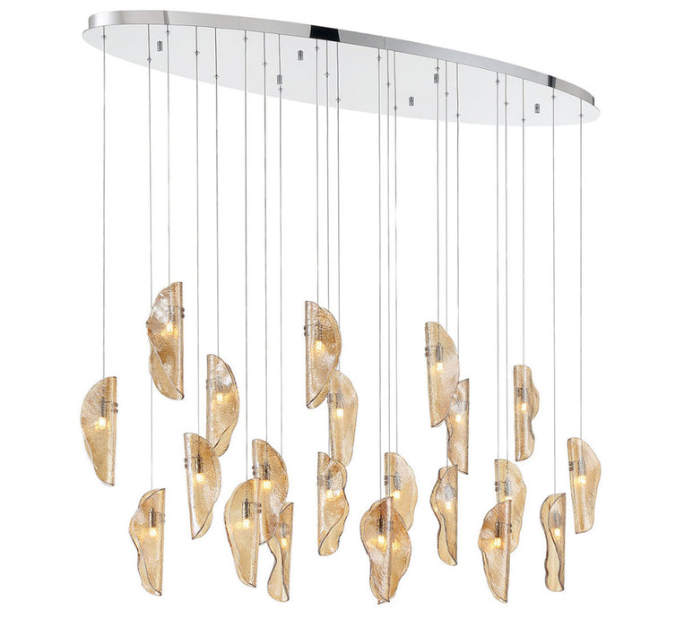 Sorrento, 22 Light Oval Led Chandelier, Amber, Chrome Canopy | 12220-018-01