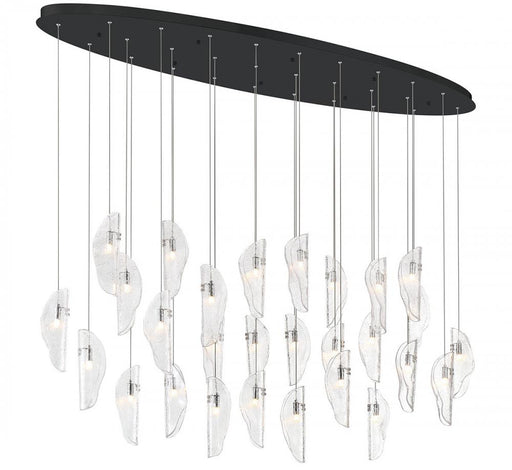 Sorrento, 28 Light Oval Led Chandelier, Clear, Black Canopy | 12221-017-02