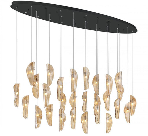 Sorrento, 28 Light Oval Led Chandelier, Amber, Black Canopy | 12221-018-02