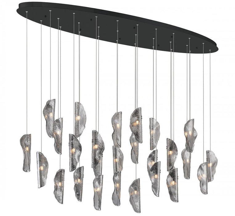Sorrento, 28 Light Oval Led Chandelier, Smoke, Black Canopy | 12221-019-02