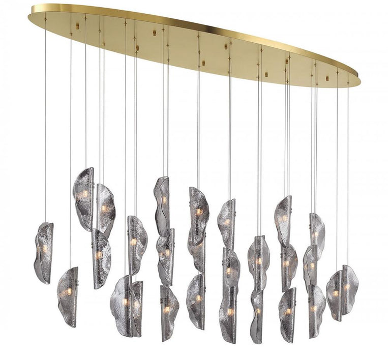 Sorrento, 28 Light Oval Led Chandelier, Smoke, Gold Canopy | 12221-019-07