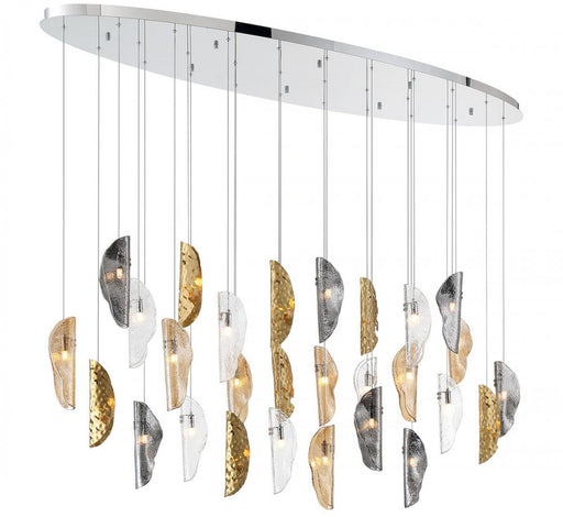 Sorrento, 28 Light Oval Led Chandelier, Mixed With Copper Leaf,chrome Canopy | 12221-024-01