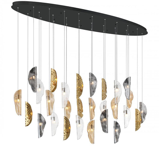 Sorrento, 28 Light Oval Led Chandelier, Mixed With Copper Leaf, Black Canopy | 12221-024-02