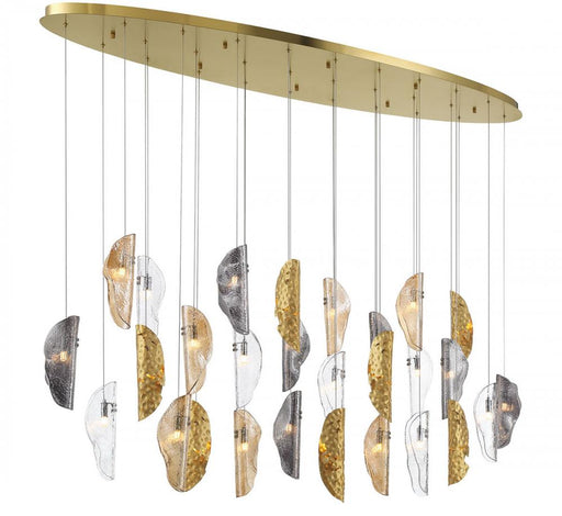Sorrento, 28 Light Oval Led Chandelier, Mixed With Copper Leaf, Gold Canopy | 12221-024-07