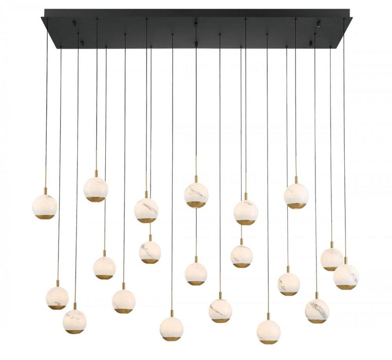 Baveno, 20 Light Rectangular Led Chandelier, Matte Black | 12240-02