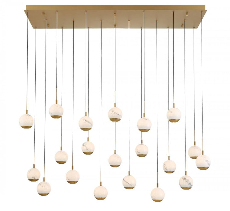 Baveno, 20 Light Rectangular Led Chandelier, Painted Antique Brass | 12240-030