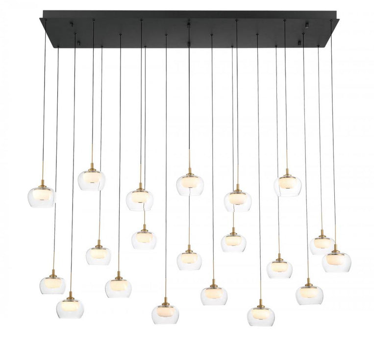 Manarola, 20 Light Rectangular Led Chandelier, Matte Black | 12244-02