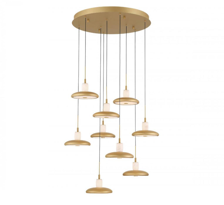 Mantova, 9 Light Round Led Chandelier, Painted Antique Brass | 12254-030