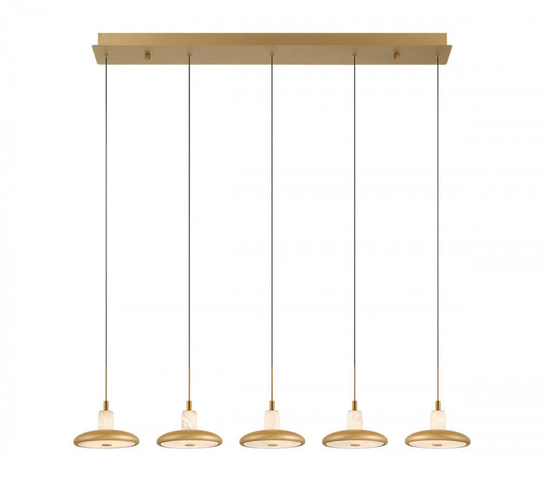 Mantova, 5 Light Linear Led Chandelier, Painted Antique Brass | 12257-030