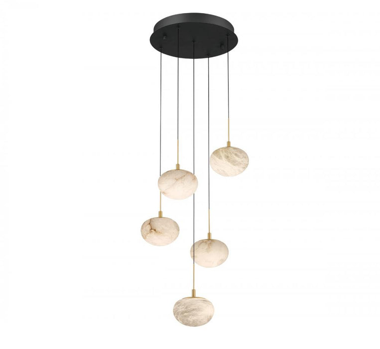 Calcolo, 5 Light Round Led Chandelier, Matte Black | 12262-02