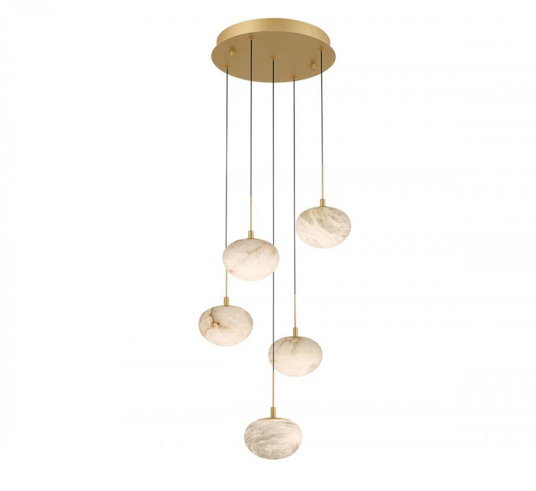 Calcolo, 5 Light Round Led Chandelier, Painted Antique Brass | 12262-030