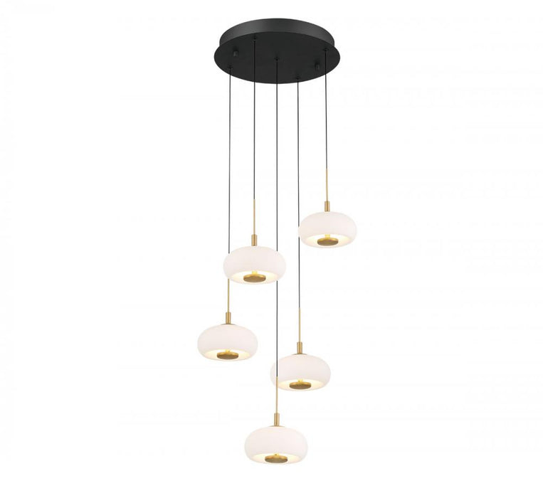 Adelfia, 5 Light Round Led Chandelier, Matte Black | 12265-02