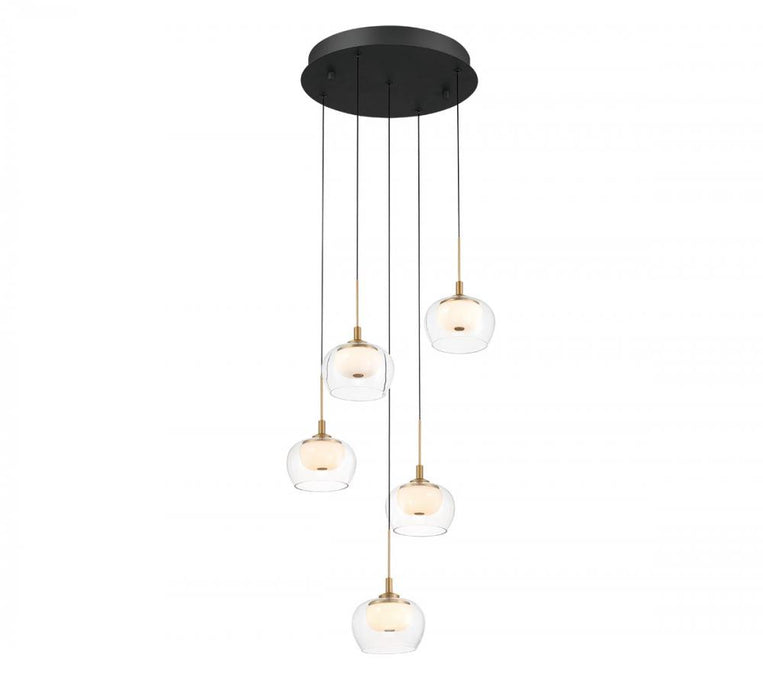 Manarola, 5 Light Round Led Chandelier, Matte Black | 12266-02